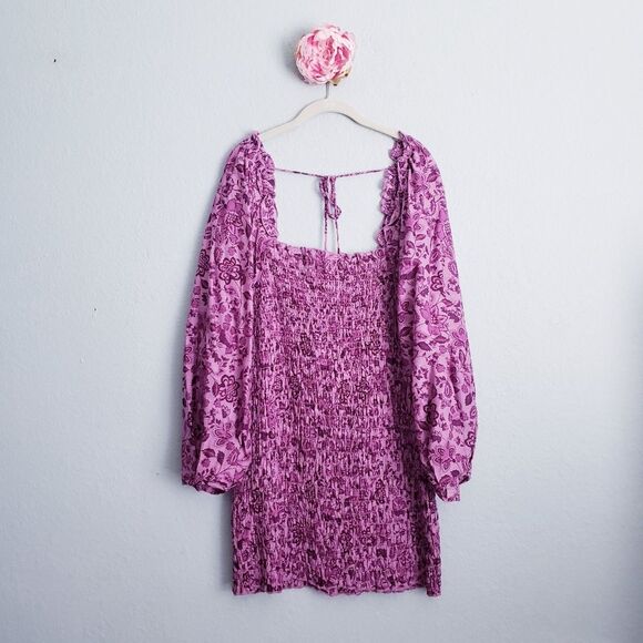 Free People Dresses & Skirts - Free People Smock It To Me Purple Floral Mini Dress